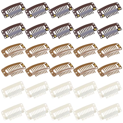 WILLBOND 30 Pcs Wig Clips Hair Extensions, 9-Teeth 32 Mm, Multicolor - color: Multicolor