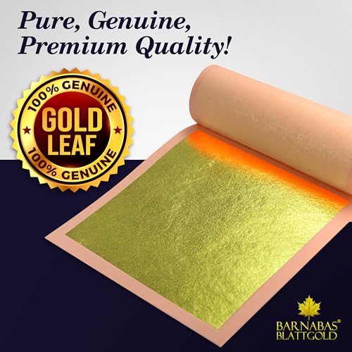 Barnabas 24K Real Gold Leaf Sheets for Crafts - 10-Loose Sheet 3.1inch - color: 24K