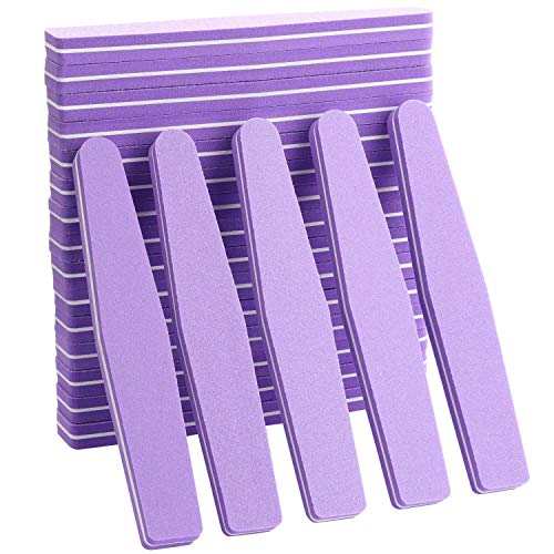 20Pcs Nail Block Buffer Files Sponge Washable Double Sided 100/180 Sanding Buffing File(Purple) - color: Purple