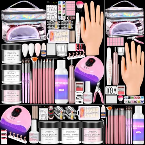 Acrylic Nail Kit for Beginners with UV Light and Drill, Silver
