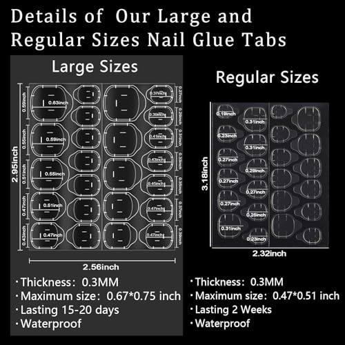 Allstarry 288pcs (12 Sheets) Nail Adhesive Tabs Large Size Glue Tabs - size: Large Size (288pcs)