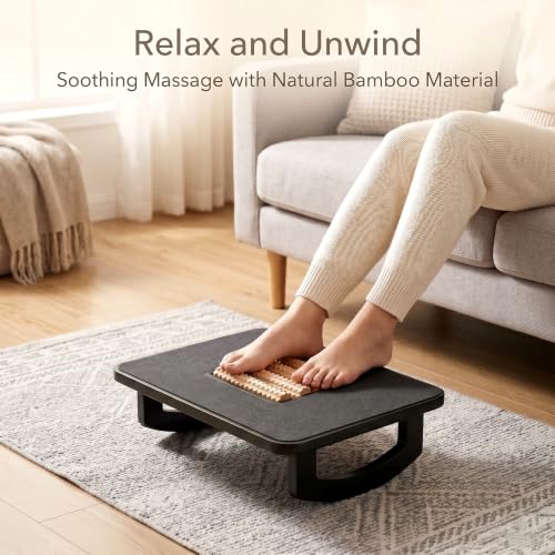 Bamboo Under Desk Foot Rest Foot Stool Rocking Footrest (Black Semicircle) - color: Black, size: Semicircle