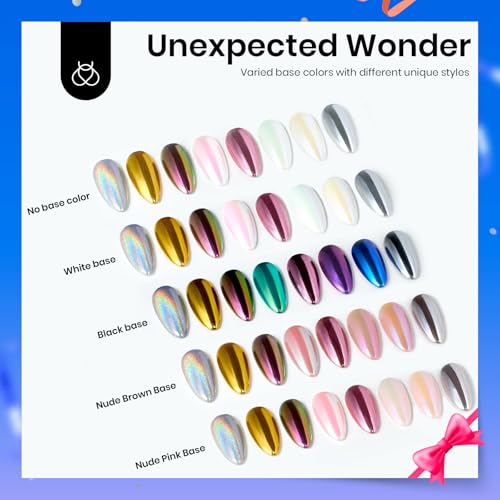 Beetles Metallic Chrome Nail Powder Kit Black White Colors Gel Polish - color: B - Multicolor-8-10