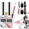 2x12ml Metallic Painting Line Gel,Art Gel Liner - color: Ultra Mirror Silver+Rose Glod