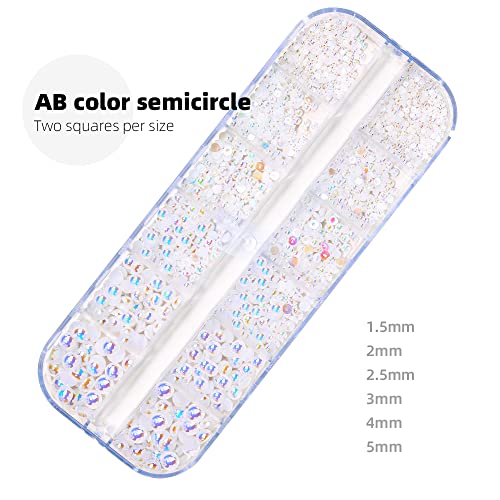 Nail Flatback Pearls White Nail Art Pearls AB Color Nail Pearls for Nail Art DIY Jewelry Pearls for Nails,with Pickup Pen and Tweezer Pearl Nail Gems Nail Art Pearls Mini Decoration Accessories Kit - color: Flatback Pearls