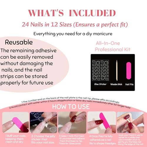 Press on Nails Medium Almond, Embossed Flower Acrylic Fake Nails, Brown French Beads 3D Floral Texture Artificial, Reusable Full Cover Glue on Nails, Stick on Nails for Women - color: Color 07