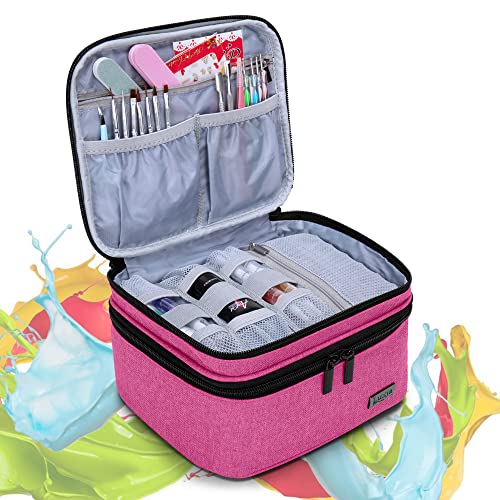 LUXJA Nail Polish Storage Case Holds 20 Bottles, Pink - color: Pink