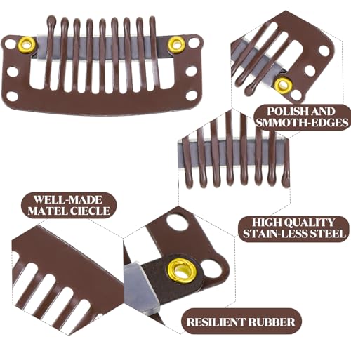 WILLBOND 30 Pcs Wig Clips Hair Extensions, 9-Teeth 32 Mm, Multiple Colors - color: Multiple Colors