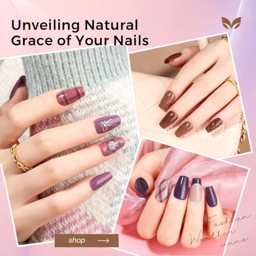 Morovan Nail Polish Set Purple: Brown Pink Fall Winter Fingernail Gift Kit - color: Winter Brown Purple
