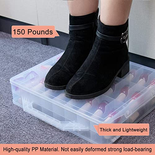 SUBAY 2 Pcs Portable Nail Polish Organizer, Clear Double Side Nail Polish Holder ,Gel Nail Storage for 48 Bottles with 6 Adjustable Dividers in Each Side Space Saver - size: 2 Pieces Clear