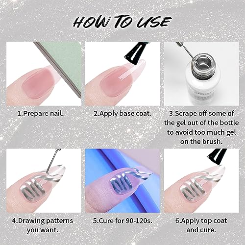 Metallic Mirror Painted Drawing Gel,Silver&Bronze Gold Metal - color: Mirror Silver+Bronze Glod