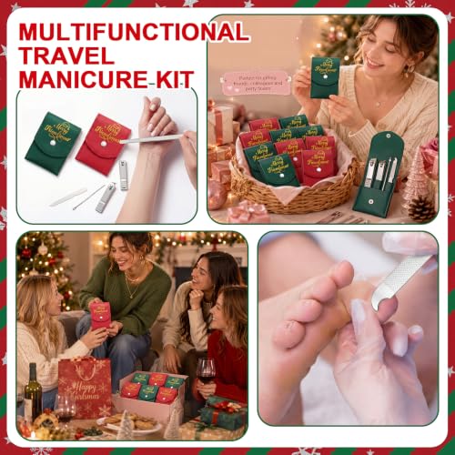 12 Pcs Friends Christmas Ornaments Red and Green Manicure Set Bulk - color: Merry Friendsmas