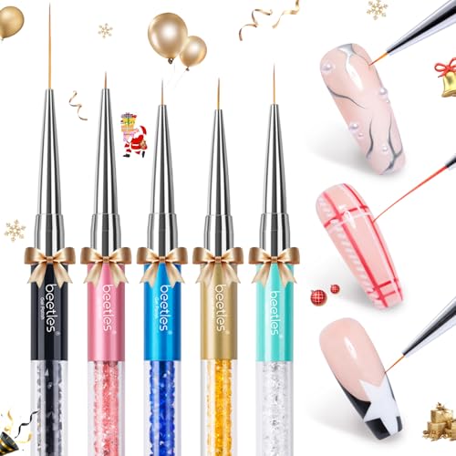 Beetles Gel Polish Nail Art Liner Brushes 5Pcs Painting Art Design Pen Set - color: A-Blue-5