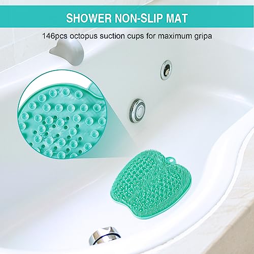 BESKAR XL Larger Shower Foot Scrubber Mat with Non-Slip Suction Cups - color: Green