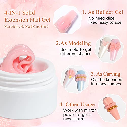 MIZHSE Solid Builder Gel for Nails, Nude Pink Non-Sticky Sculpting Gel, 3D Nail Art Building Carving Modeling Hard Nail Extension Soak Off UV/LED Nail Art Salon Home DIY 15g - color: 15g Nude