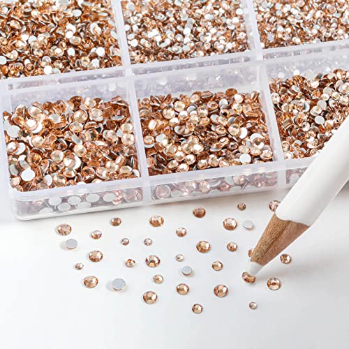 Beadsland Flatback Rhinestones, Light Peach, 7200pcs Mixed 6 Sizes - color: Light Peach