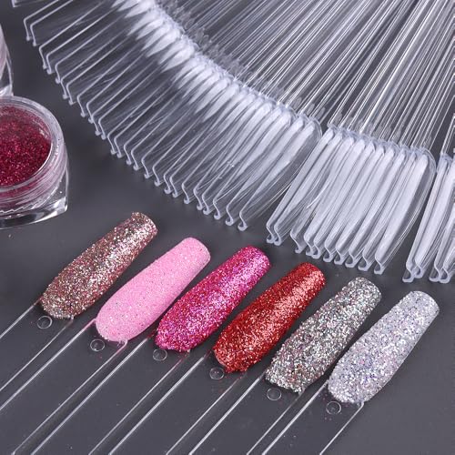 150 Pcs Nail Polish Swatch Sticks with Ring, Clear Coffin Shaped - color: Clear Ballerina 150pcs