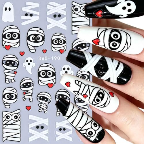 6Sheets Halloween Nail Art Stickers Ghost Spider Web Pumpkin Design - color: Colorful
