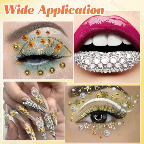 14000Pcs Gold Silver Flatback Rhinestones and Pearls for Bedazzling Kit - color: S4