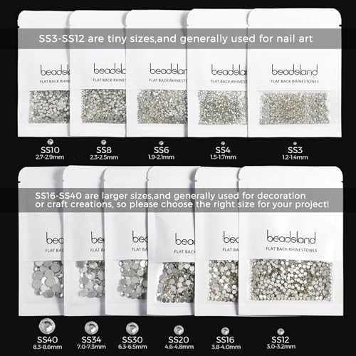 Beadsland Flat Back Crystal Rhinestones,Amber, SS3, 1440pcs - color: Amber, size: SS3/1440pcs
