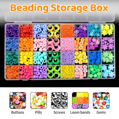Praisebank 32 Grids Beading Storage Container Box, Perfect for Storage Beads & Small Items. (Clear / 4 Pack) - size: 32 x 4 Pack