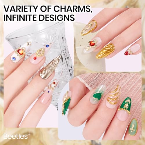 Beetles Gold Nail Charms Set 54PCS Metallic Nail Art Tools - color: E - Gold-54