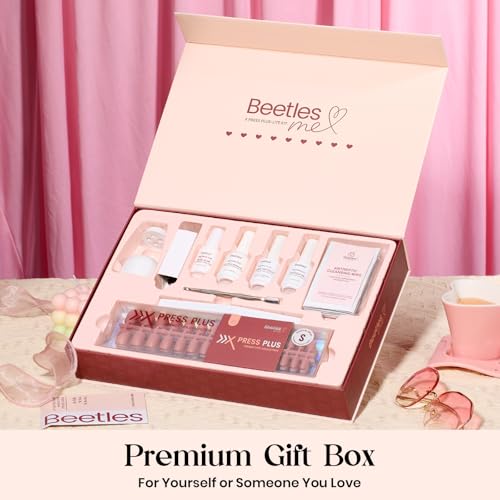 Beetles Cat Eye Nails Kit - 7 Colors Medium Almond Press On Nails, 224Pcs - color: A - Galaxy CatEye - M