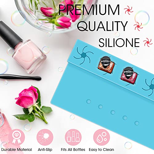 Nail Polish Holder, 2 in 1 Silicone Hand Rest Mat Set - Blue - color: Blue