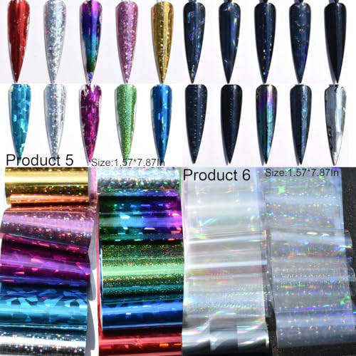 Nail Transfer Foil Sheets,60Pcs Plaid Holographic Nail Foil Stickers (3)