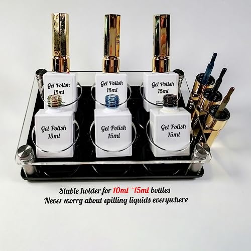 Clear Acrylic Gel Nail Polish Bottle Organizer Anti-Spill Stable Holder