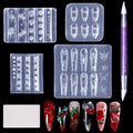 Laza 4pcs 3D Flower Mold for Nails, Multiple Rose Shapes Nail Molds - color: Blooming Rose Ripple