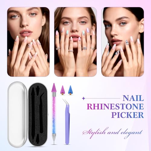 Tatuo Rhinestone Picker Tool Bedazzling Pen Dual Head, Gradient Blue Purple - color: Gradient Blue Purple