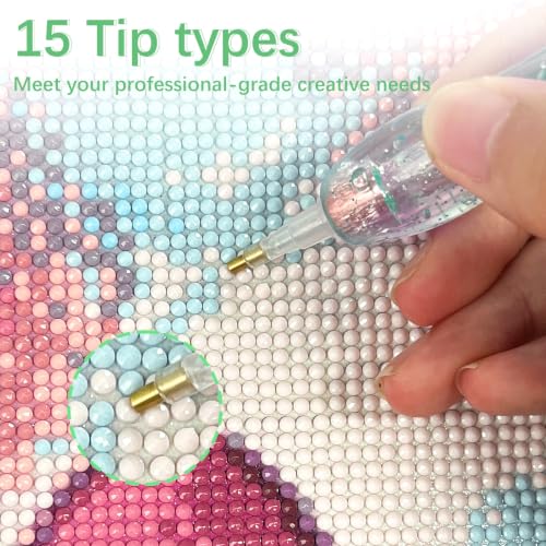 26 Piece 5D Ergonomic Diamond Art Painting Pens Kit,Green - color: Green