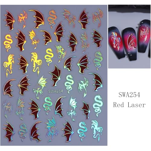 Halloween Dragons Nail Stickers for Nail Art, Laser Nail Decals 5Sheets - color: Halloween 14
