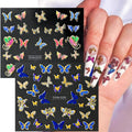 30 Sheets 3D Butterfly Nail Stickers Gold Foil Edge Nail Decals - color: Style-40