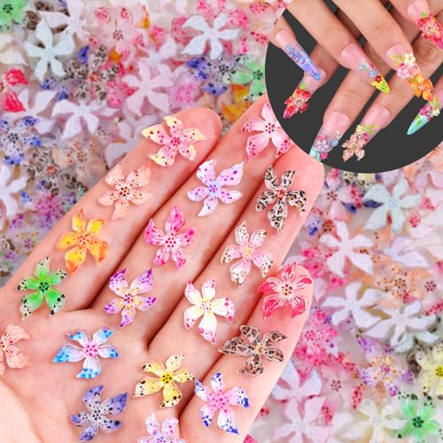 3D Flower Nail Charms for Nails Art, Cute Colorful Acrylic Nail Flowers - color: 70 Pcs Resin Nail Flowers