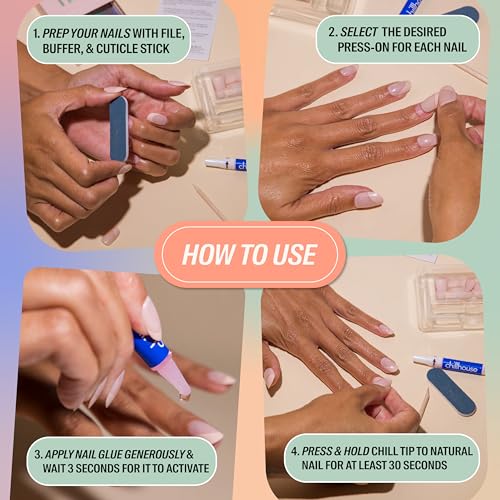 Chillhouse - Chill Tips, Press on Nails Kit - Into the Void (Square) - 30 Nail Shapes & Sizes - Up to 2 Weeks of Wear - Customizable Fit - Reusable - Latina Founded & Women Owned - Beauty & Self Care - color: Into the Void