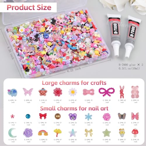 2000Pcs Junk 3D Nail Charms Bulk Y2k Cute Nail Gems for Nails Design Kit - color: Multicolor