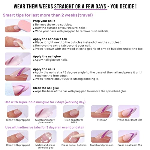 BTArtbox Press On Nails, Short Coffin French Tip Nails, 32 Pcs Full Kit - color: A1-Milky Way