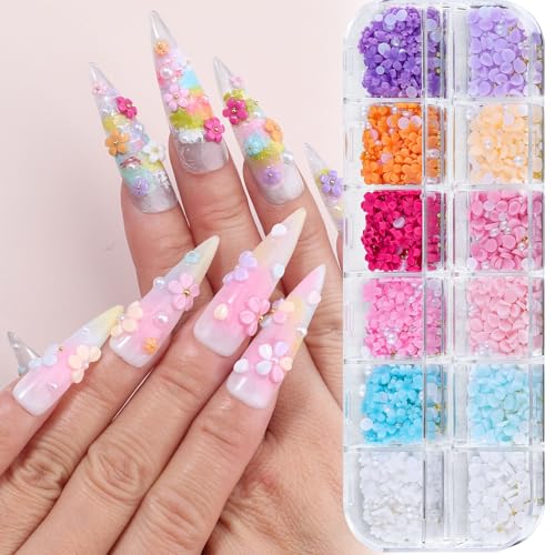3D Flower Nail Art Charms Resin Flower Petals Charms for Acrylic Nails - color: 20-K1-Colorful