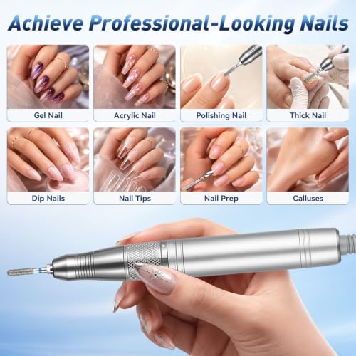 Professional Nail Drill, 40000RPM Brushless Cordless Electric Nail File