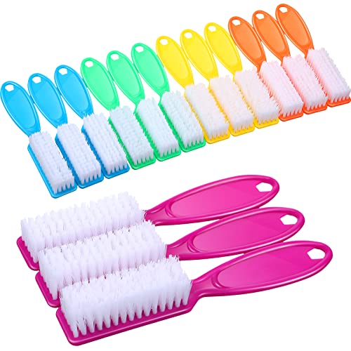 Patelai 15 Pieces Nail Brush Handle Grip for Fingernail Toe Scrub Cleaning - color: Bright