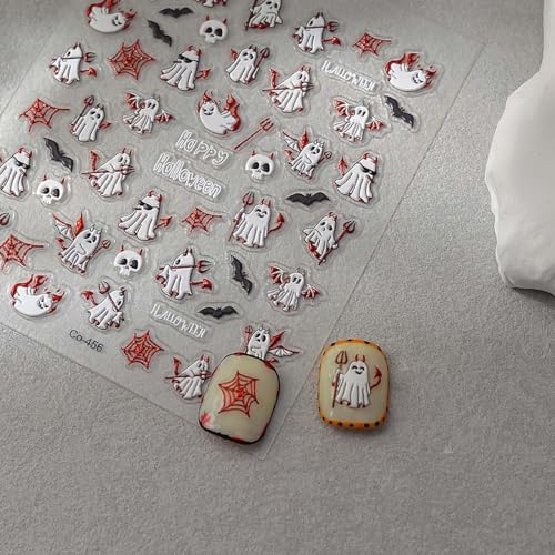Halloween Ghost Nail Stickers Cute &Spooky Nail Decals - color: Color-39