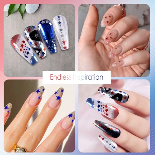 Laza 2g Stars Glitter for Independence Day Five-Pointed Star Sequins - color: Red Blue Silver Star