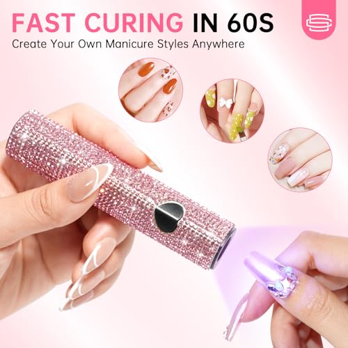 UV Light for Gel Nails, Handheld UV Nail Lamp - color: B-pink Diamond