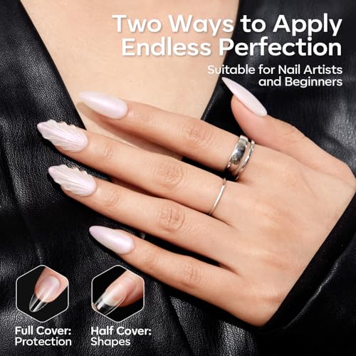 Modelones Medium Almond Nail Tips 360pcs Pre-etched Clear Press On Nails - color: A2-Medium Almond