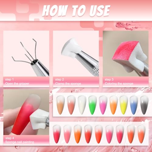 18 Colors Pigment Powder for Nails, Nail Pigment Powder Palette and Nail Art Sponges with Grabbing Pen, Ombre Aura Nail Powder Set Pigmentos para Uñas, Manicure, D+E - color: multicolored-F