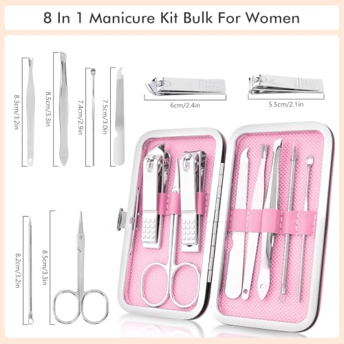 12 Pack Manicure Set Bulk, Stainless Steel Nail Clipper Sets 8 in 1 Personal Care Tool Kits, Multi-Function Nail Clippers for Home, Travel Christmas Stocking Stuffers Bulk Gifts for Women Men Teen - size: 12