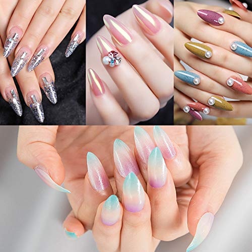 Beuniar Stiletto Nail Tips Clear 500Pcs Short Pointed False Acrylic Nails - color: Clear