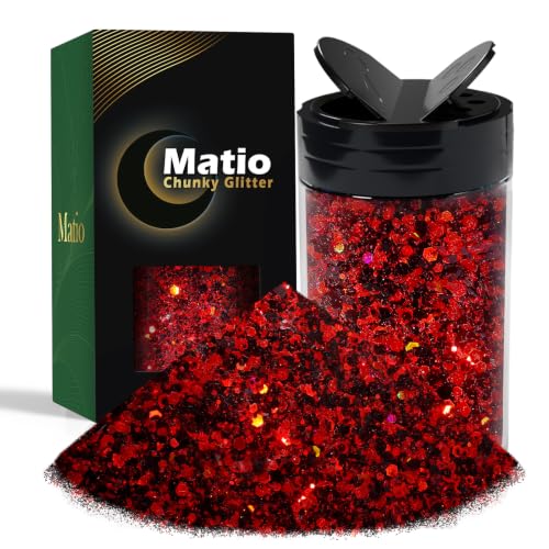Matio Halloween Chunky Glitter,7.80z/220g Vampire Gala Red Black Glitter - color: Vampire Gala